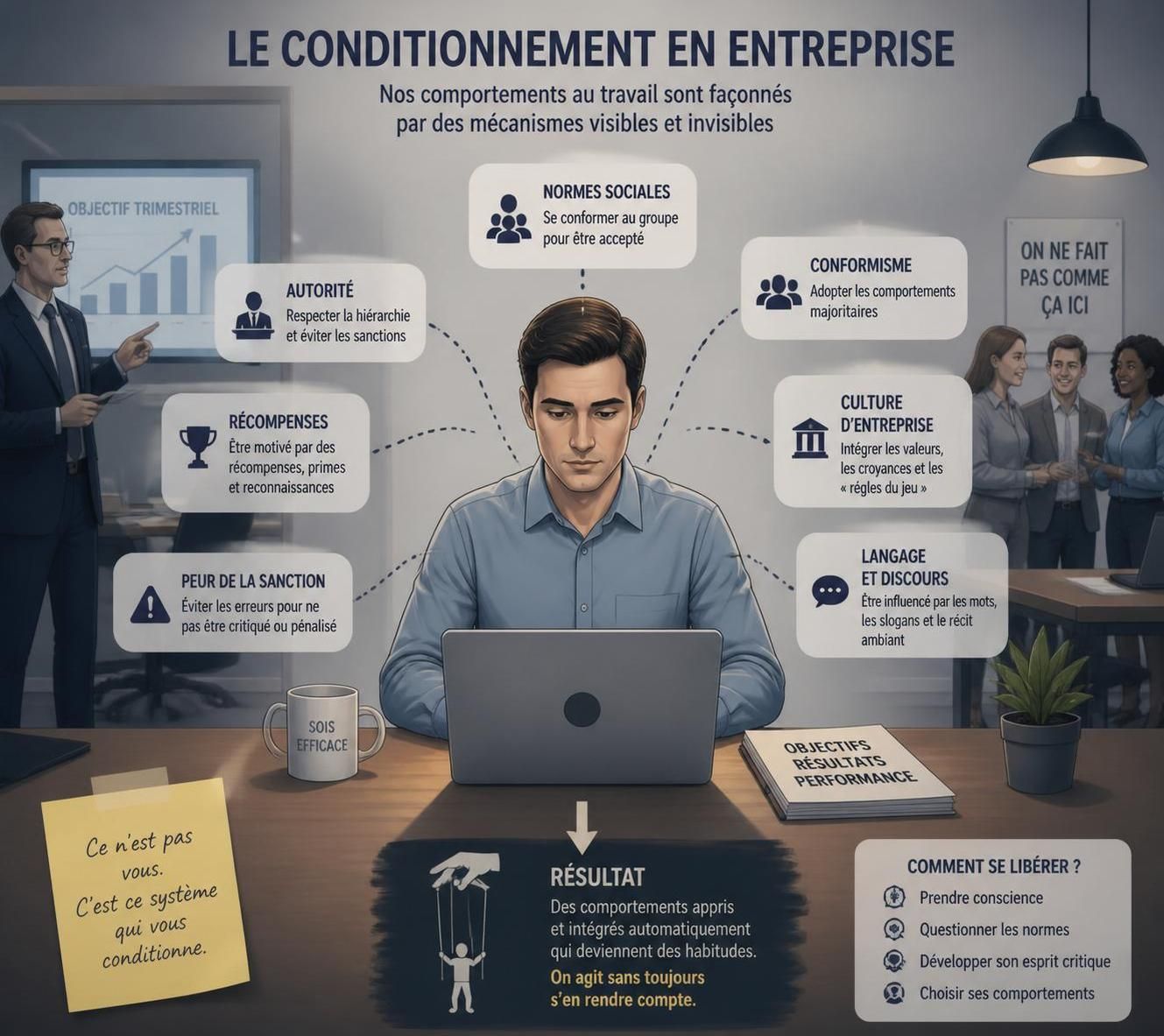 découvrez les mécanismes de conditionnement en entreprise qui influencent vos décisions professionnelles et apprenez à les reconnaître pour mieux maîtriser vos choix.