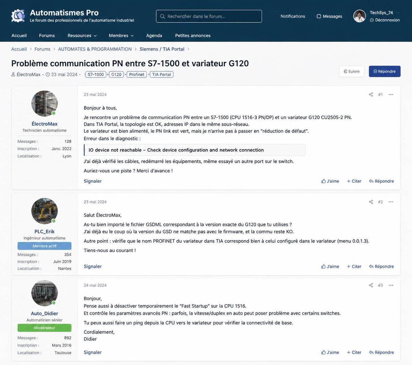 rejoignez le forum automatisme pour échanger avec des professionnels, poser vos questions et progresser rapidement dans le domaine de l'automatisation.