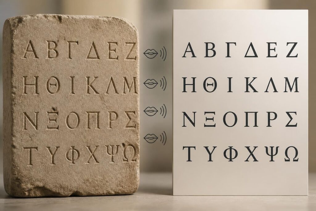 découvrez les différences entre l'alphabet grec ancien et moderne, avec des explications sur la prononciation et l'utilisation des majuscules.